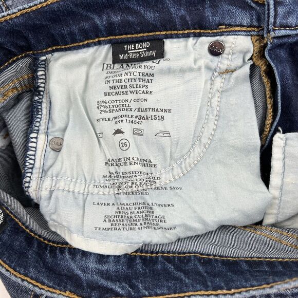 BLANKNYC Raw Hem Skinny Jeans Distressed Destroyed Mid-Rise Ankle The Bond 26 - Picture 7 of 13
